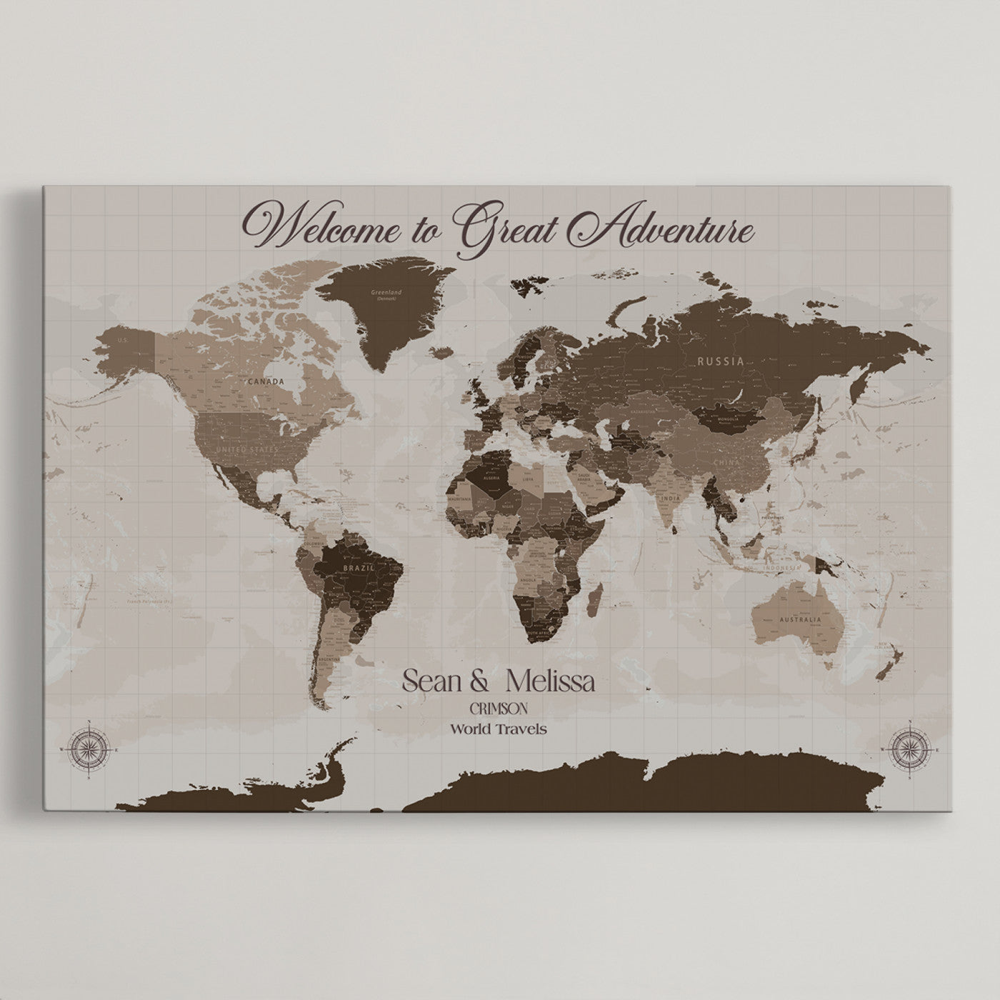 49871705-MGV-CV-36X24-Push Pin Customize World Map Wall Canvas Print – Personalized Travel Tracker with Pins – Custom Wall Art Canvas for Home Office Decor