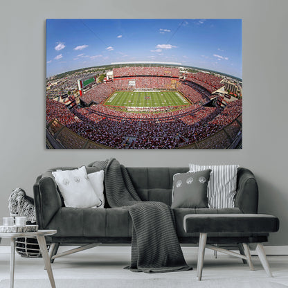 An William Brice-Stadium view of a full football stadium with cheering fans and clear blue skies, capturing the excitement and energy of the game.