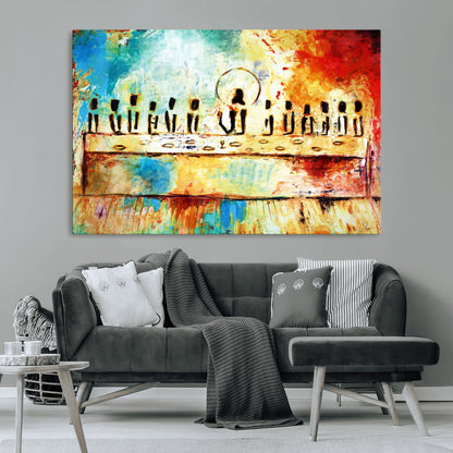 Abstract Last Supper with Apostles Wall Art Canvas Print
