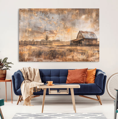 Rustic Farmhouse Wall Decor, Old Barn Painting, Southwestern Canvas Print, Home Improvement, Modern Farmhouse Wall Art, Home Decor,Home Gift