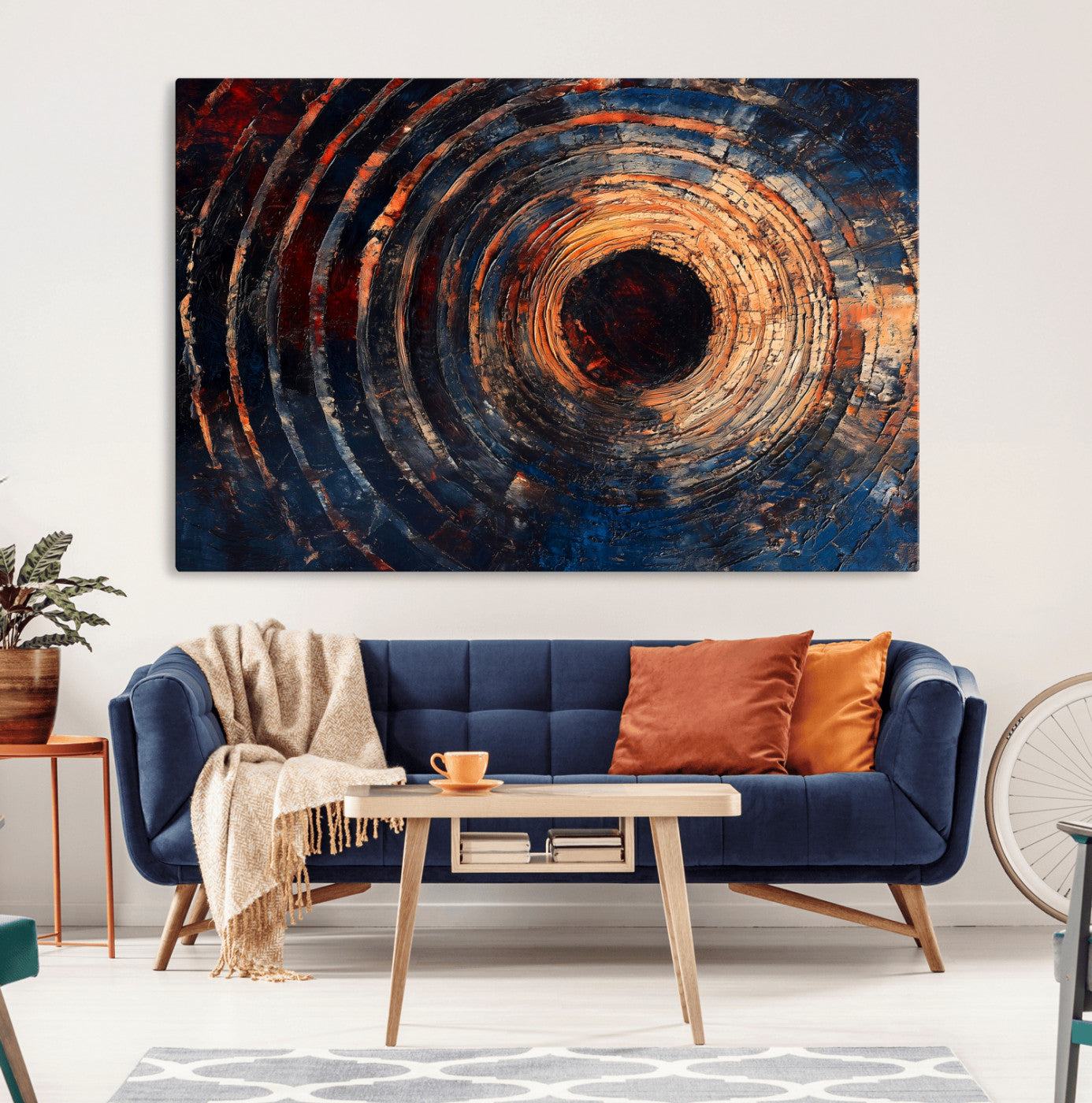 Wood Tree Ring Wall Art Print - Natural Wood Canvas Print, featuring an intricate tree ring pattern with organic textures, perfect for rustic and nature-inspired decor.