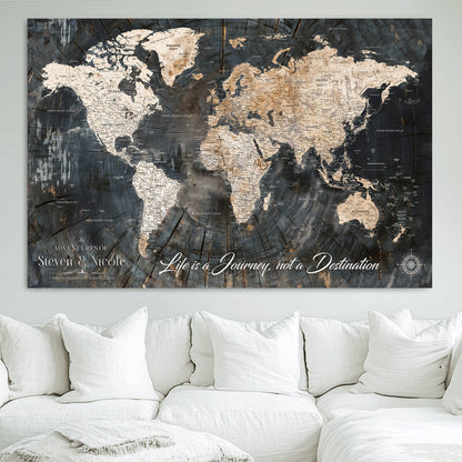 13001721-MGV-CV-36X24-Framed Travel Tracker Map with Push Pins – World Canvas Wall Art to Mark Trips, Great for Offices, Classrooms, and Gift Ideas - H16