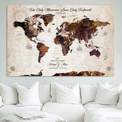 64869039-MGV-CV-36X24-Custom Push Pin World Map Wall Canvas Print – Personalized Travel Tracker with Pins – Framed Large Multi-Size Canvas for Home Office Decor - H29
