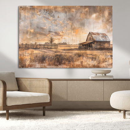 Rustic Farmhouse Wall Decor, Old Barn Painting, Southwestern Canvas Print, Home Improvement, Modern Farmhouse Wall Art, Home Decor,Home Gift