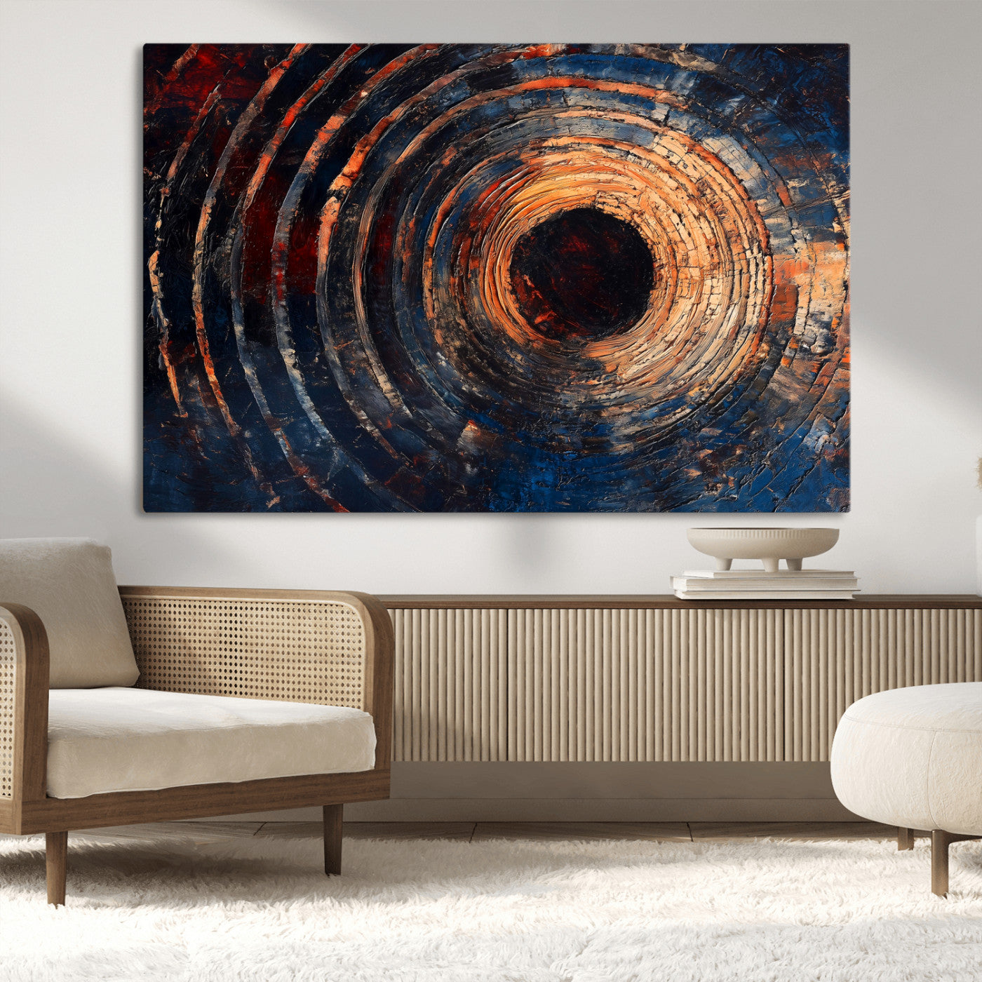 Wood Tree Ring Wall Art Print - Natural Wood Canvas Print, featuring an intricate tree ring pattern with organic textures, perfect for rustic and nature-inspired decor.