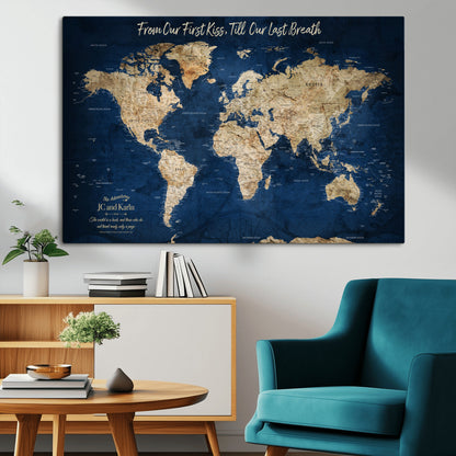 56122A-MGV-CV-36X24-Push Pin World Map Canvas Print – Framed Wall Art for Couples to Track Their Travels – Anniversary Gift or Home Adventure Decor - H2-Orj