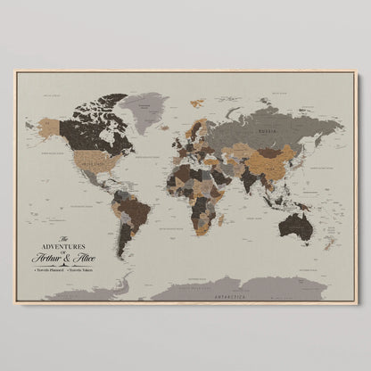 21888361-MGV-CV-36X24-Personalized World Map Wall Art Print – Custom Push Pin Travel Tracker Wall Art, Framed Gift for Couples, Anniversary, or Housewarming