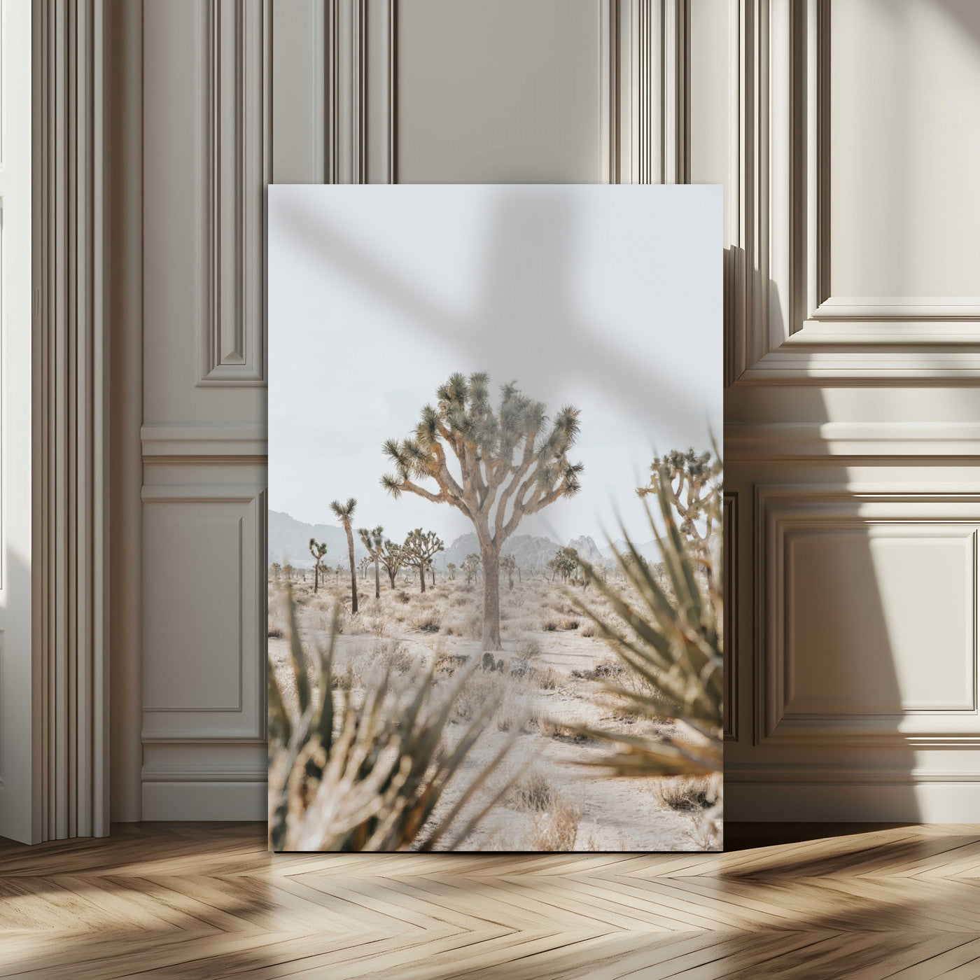 Wall art of a Joshua Tree in soft neutral tones, perfect for desert-inspired or Southwestern minimalist home decor.