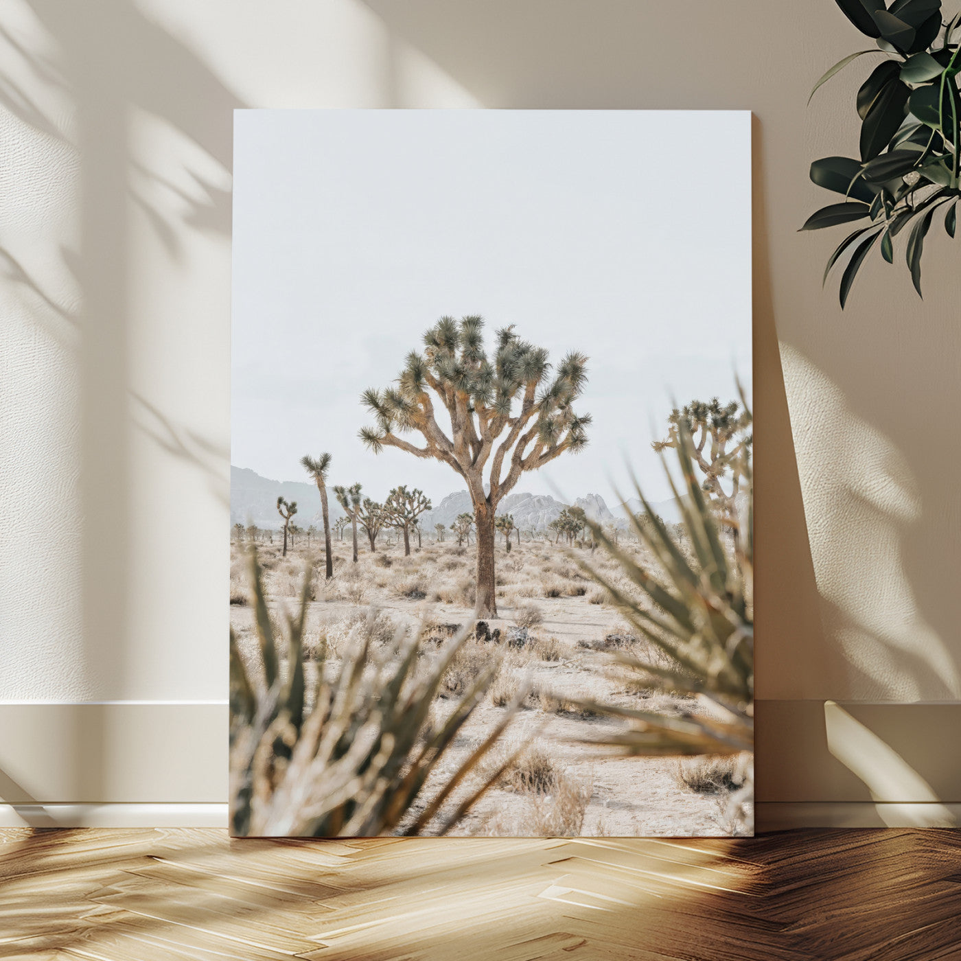 Wall art of a Joshua Tree in soft neutral tones, perfect for desert-inspired or Southwestern minimalist home decor.