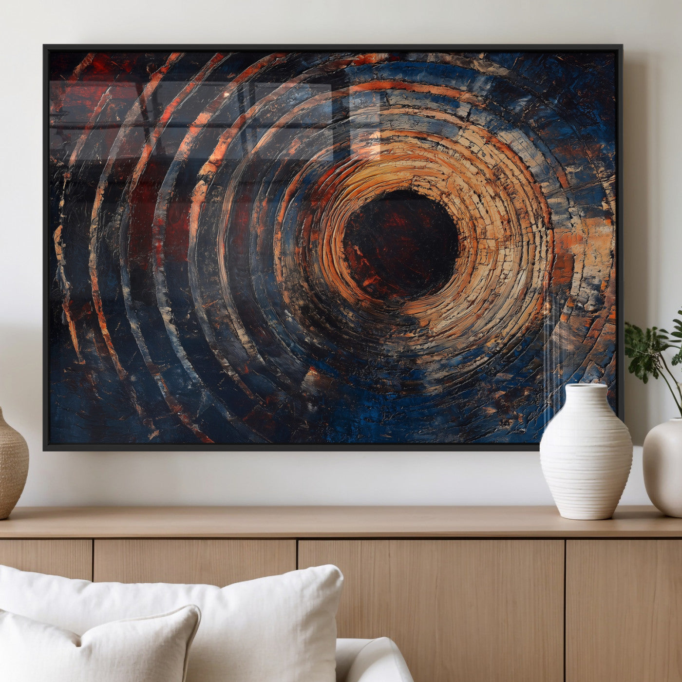 Wood Tree Ring Wall Art Print - Natural Wood Canvas Print, featuring an intricate tree ring pattern with organic textures, perfect for rustic and nature-inspired decor.