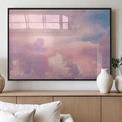 Soft pastel-colored clouds in shades of pink, purple, and blue, creating a dreamy and serene sky perfect for a calming decor touch.