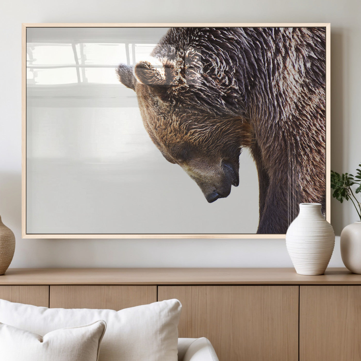 Majestic Bear Portrait - Capture the raw beauty of a bear in a detailed close-up, perfect for your Wall Art Canvas Print collection