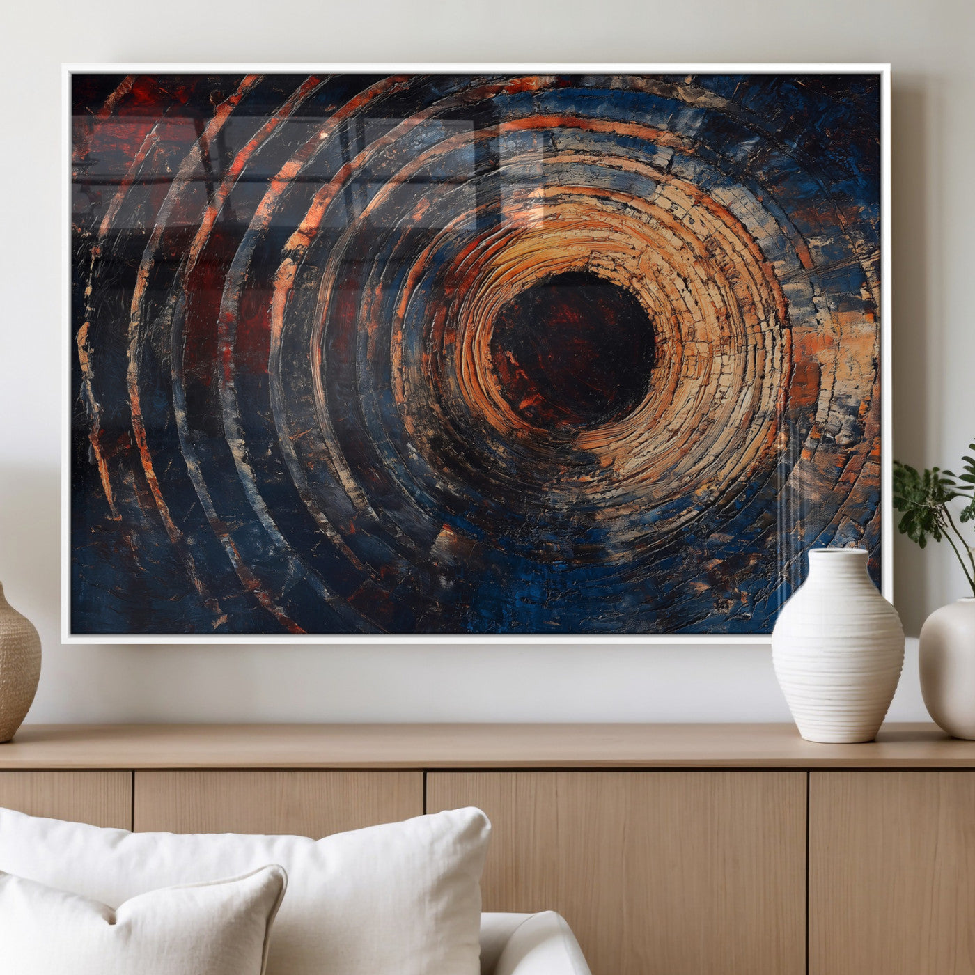 Wood Tree Ring Wall Art Print - Natural Wood Canvas Print, featuring an intricate tree ring pattern with organic textures, perfect for rustic and nature-inspired decor.