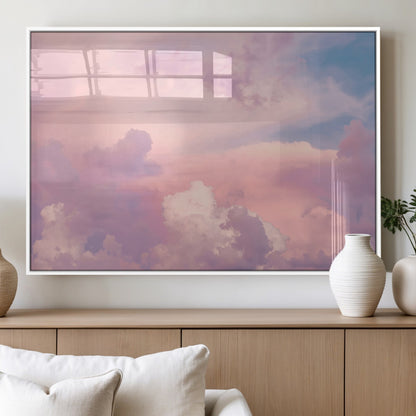 Soft pastel-colored clouds in shades of pink, purple, and blue, creating a dreamy and serene sky perfect for a calming decor touch.