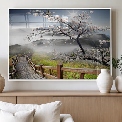 Sakura Cherry Blossom Pathway Canvas Wall Art – Tranquil Walk Through Blossoming Nature – Ready to Hang