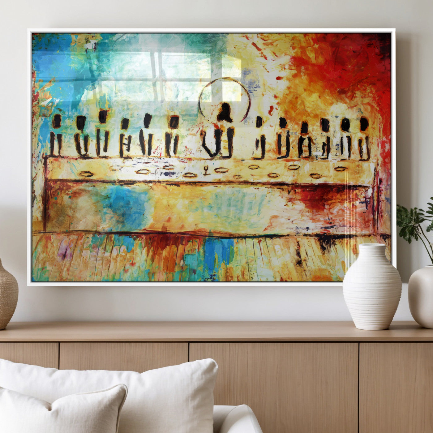 Abstract Last Supper with Apostles Wall Art Canvas Print