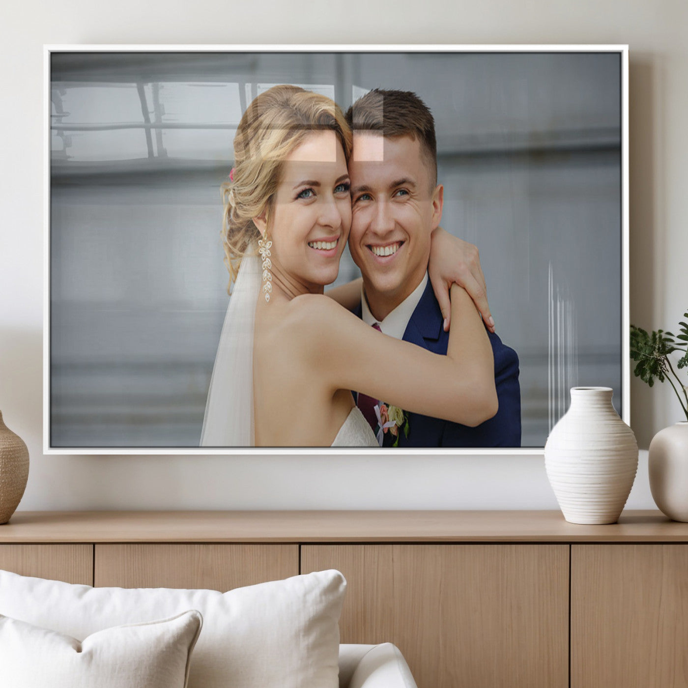 CSTM6030-MGV-FP-60X30-3P_White-Custom Floating Frame Wall Art – Personalized Photo Print for Family Memories or Gift, Ready to Hang Framed Canvas Decor