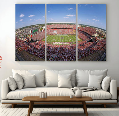An William Brice-Stadium view of a full football stadium with cheering fans and clear blue skies, capturing the excitement and energy of the game.
