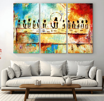 Abstract Last Supper with Apostles Wall Art Canvas Print