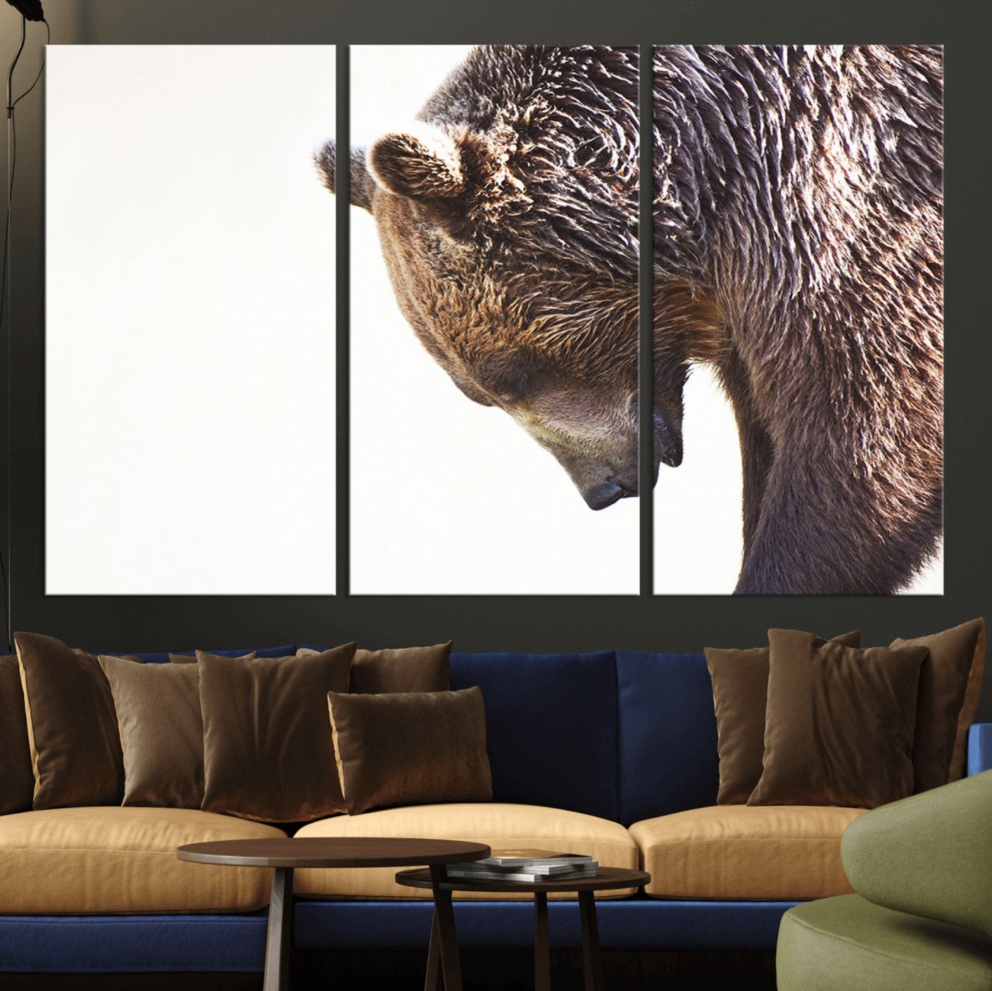 Majestic Bear Portrait - Capture the raw beauty of a bear in a detailed close-up, perfect for your Wall Art Canvas Print collection