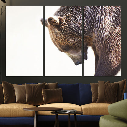 Majestic Bear Portrait - Capture the raw beauty of a bear in a detailed close-up, perfect for your Wall Art Canvas Print collection