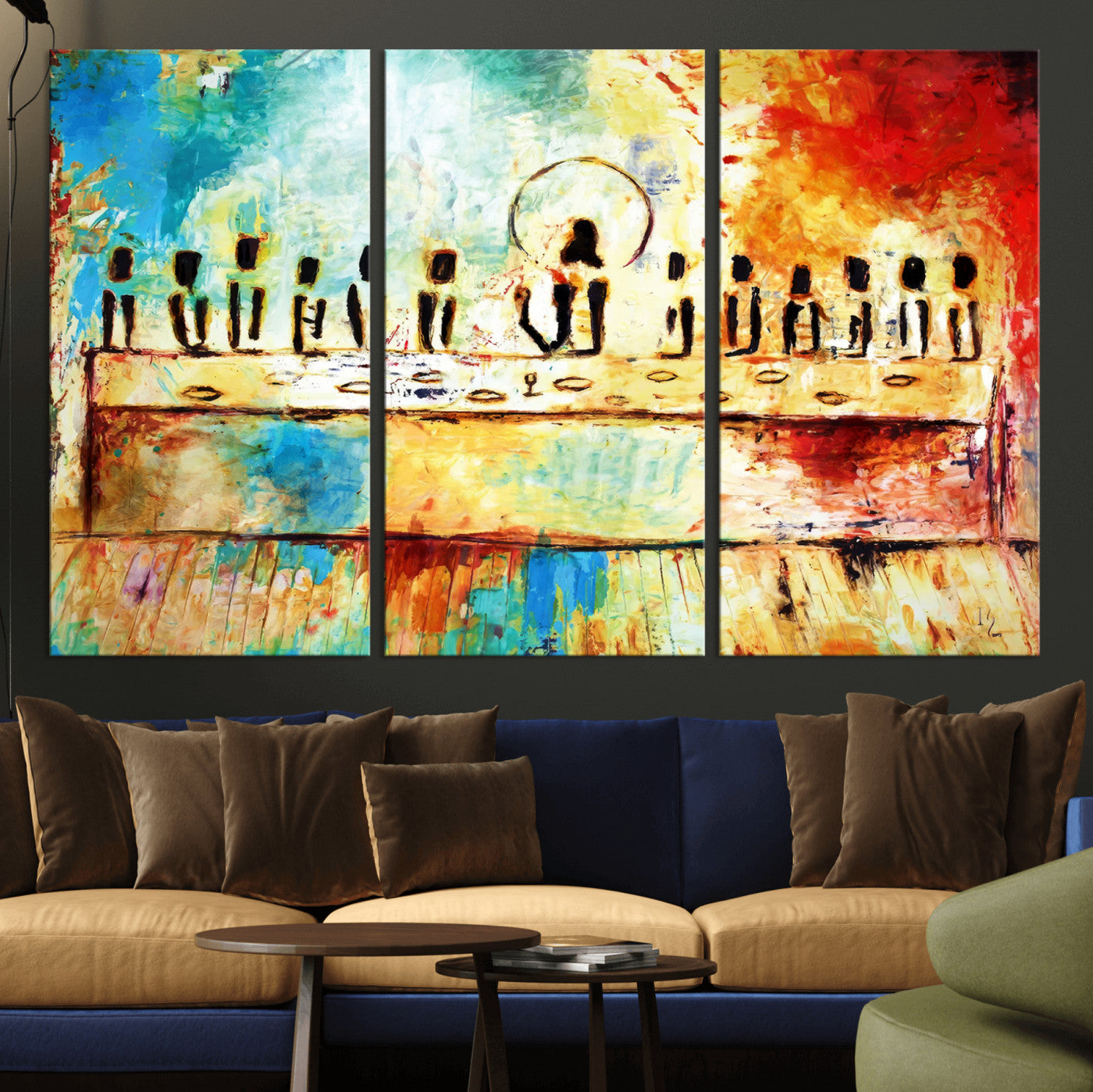 Abstract Last Supper with Apostles Wall Art Canvas Print