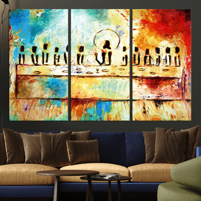 Abstract Last Supper with Apostles Wall Art Canvas Print