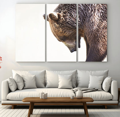 Majestic Bear Portrait - Capture the raw beauty of a bear in a detailed close-up, perfect for your Wall Art Canvas Print collection