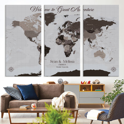 43749658-MGV-CV-36X24-Custom Push Pin World Map Wall Canvas Print