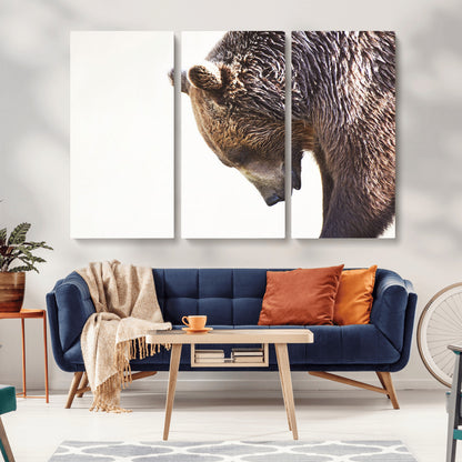 Majestic Bear Portrait - Capture the raw beauty of a bear in a detailed close-up, perfect for your Wall Art Canvas Print collection