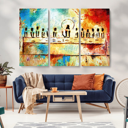 Abstract Last Supper with Apostles Wall Art Canvas Print