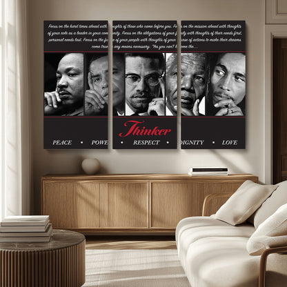 Monochrome canvas of iconic Black leaders with a powerful quote, perfect for modern spaces with a cultural or motivational theme.