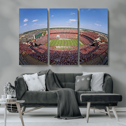 An William Brice-Stadium view of a full football stadium with cheering fans and clear blue skies, capturing the excitement and energy of the game.