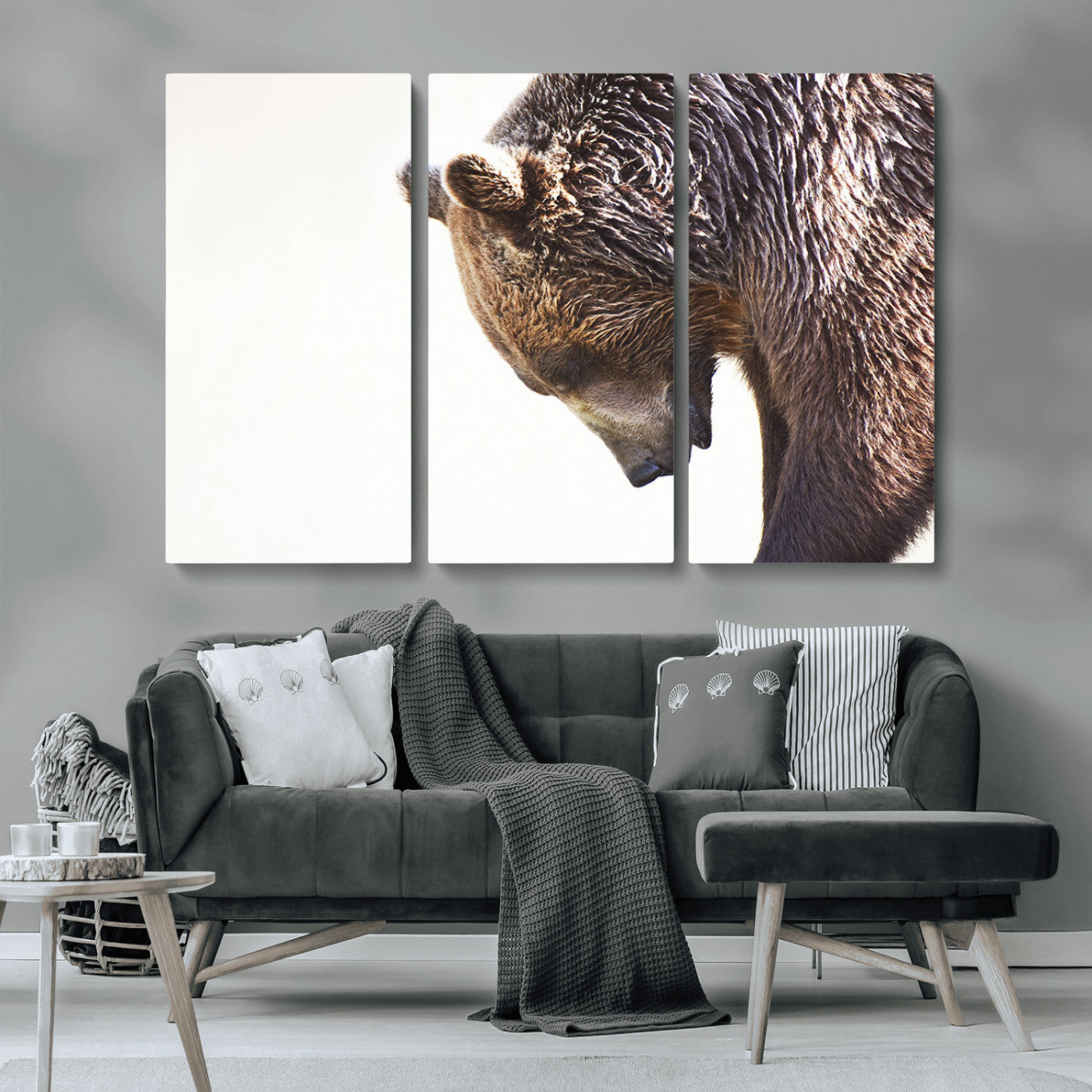 Majestic Bear Portrait - Capture the raw beauty of a bear in a detailed close-up, perfect for your Wall Art Canvas Print collection