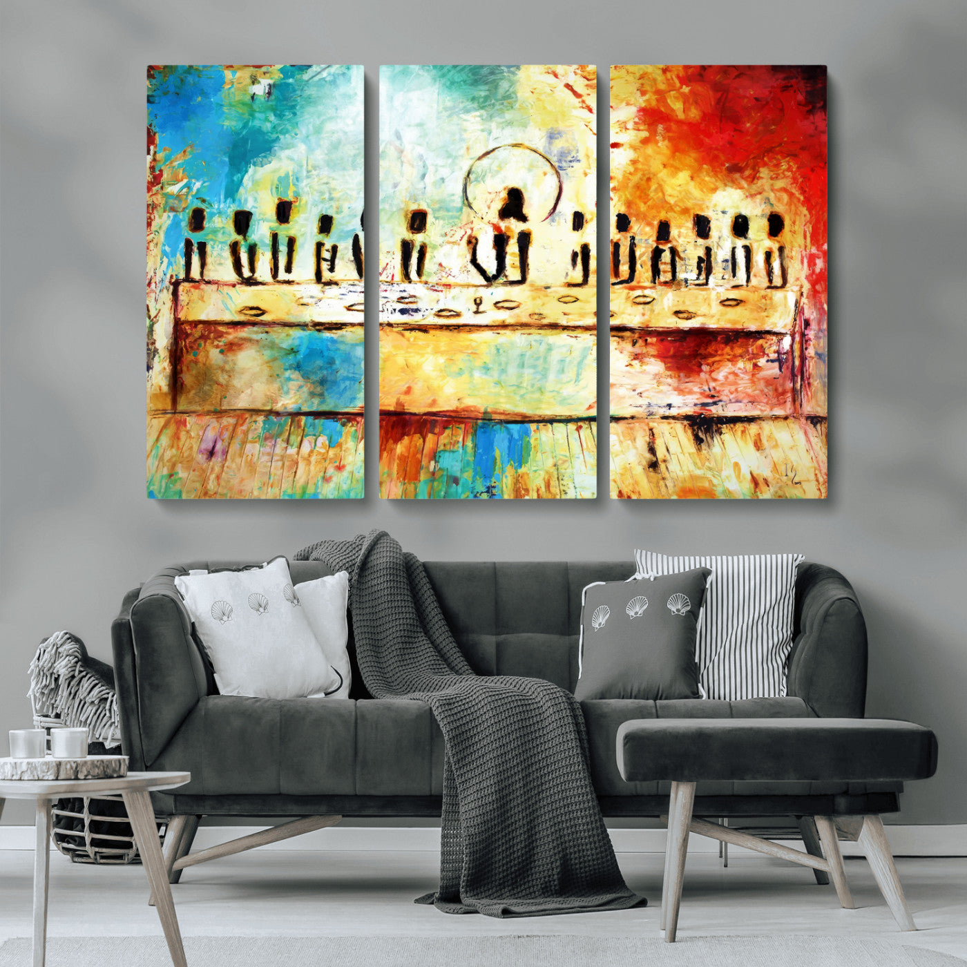 Abstract Last Supper with Apostles Wall Art Canvas Print
