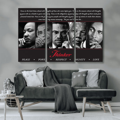 Monochrome canvas of iconic Black leaders with a powerful quote, perfect for modern spaces with a cultural or motivational theme.