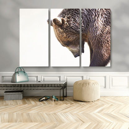 Majestic Bear Portrait - Capture the raw beauty of a bear in a detailed close-up, perfect for your Wall Art Canvas Print collection
