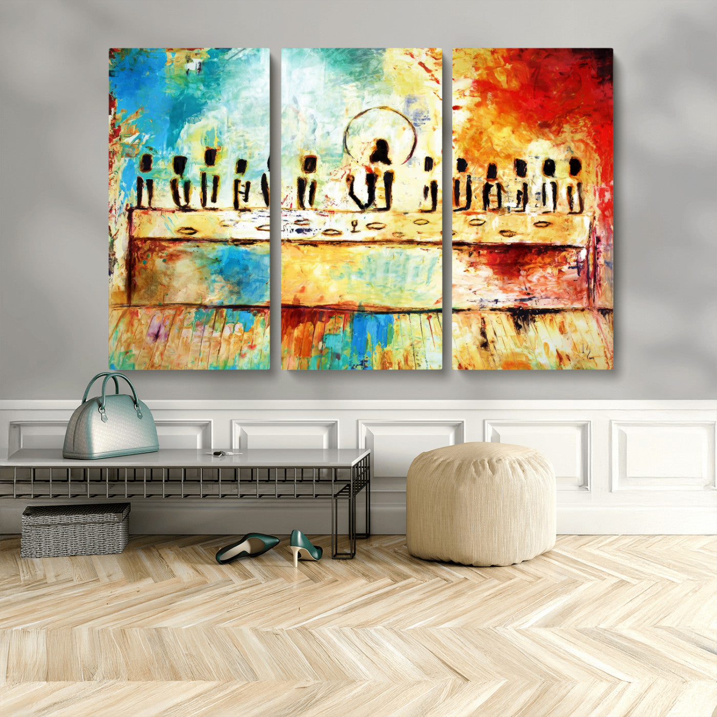 Abstract Last Supper with Apostles Wall Art Canvas Print