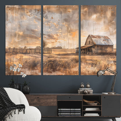 Rustic Farmhouse Wall Decor, Old Barn Painting, Southwestern Canvas Print, Home Improvement, Modern Farmhouse Wall Art, Home Decor,Home Gift