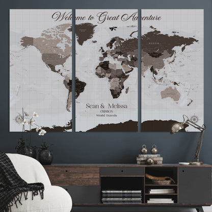43749658-MGV-CV-36X24-Custom Push Pin World Map Wall Canvas Print