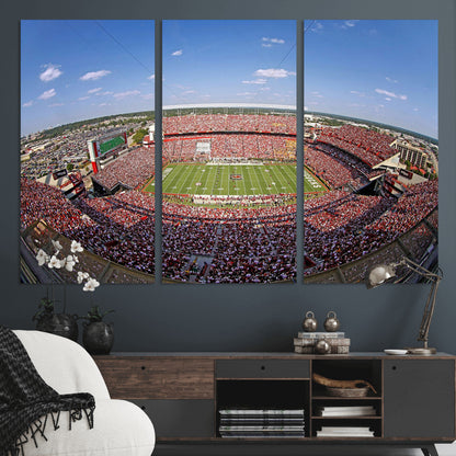 An William Brice-Stadium view of a full football stadium with cheering fans and clear blue skies, capturing the excitement and energy of the game.