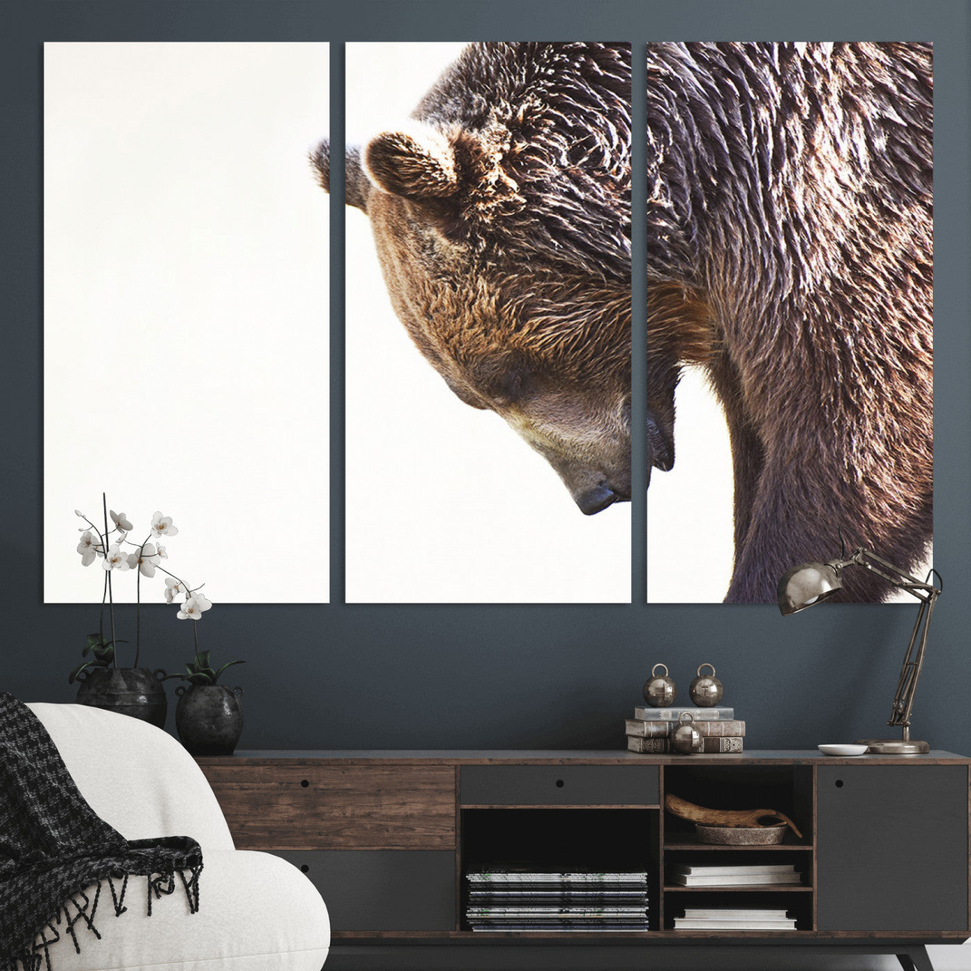 Majestic Bear Portrait - Capture the raw beauty of a bear in a detailed close-up, perfect for your Wall Art Canvas Print collection