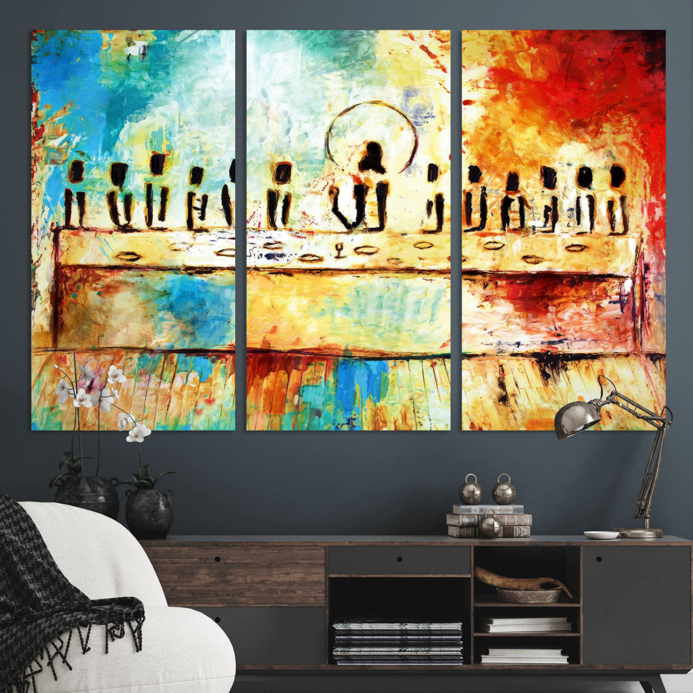 Abstract Last Supper with Apostles Wall Art Canvas Print