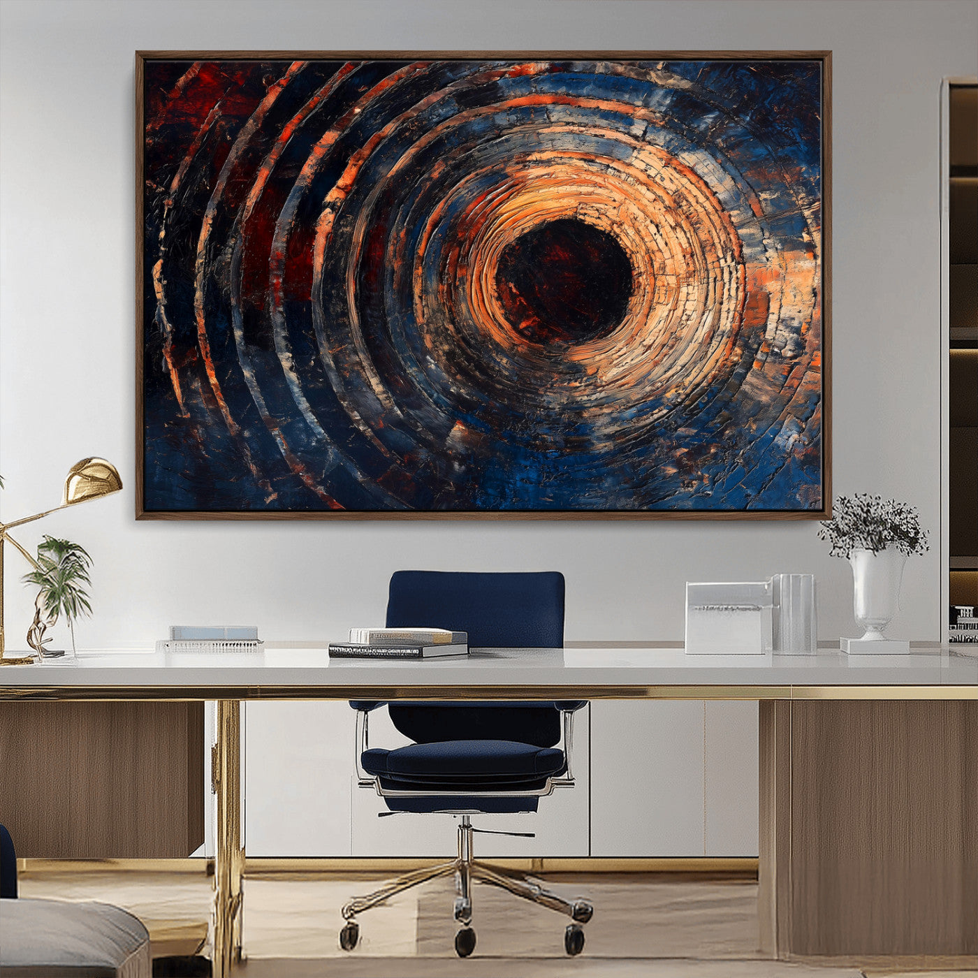 Wood Tree Ring Wall Art Print - Natural Wood Canvas Print, featuring an intricate tree ring pattern with organic textures, perfect for rustic and nature-inspired decor.