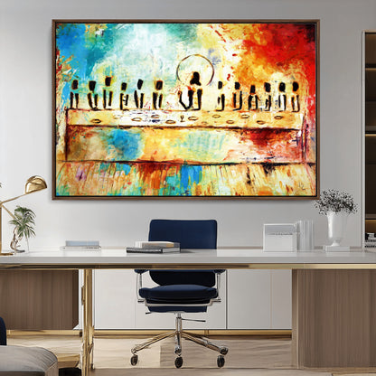 Abstract Last Supper with Apostles Wall Art Canvas Print
