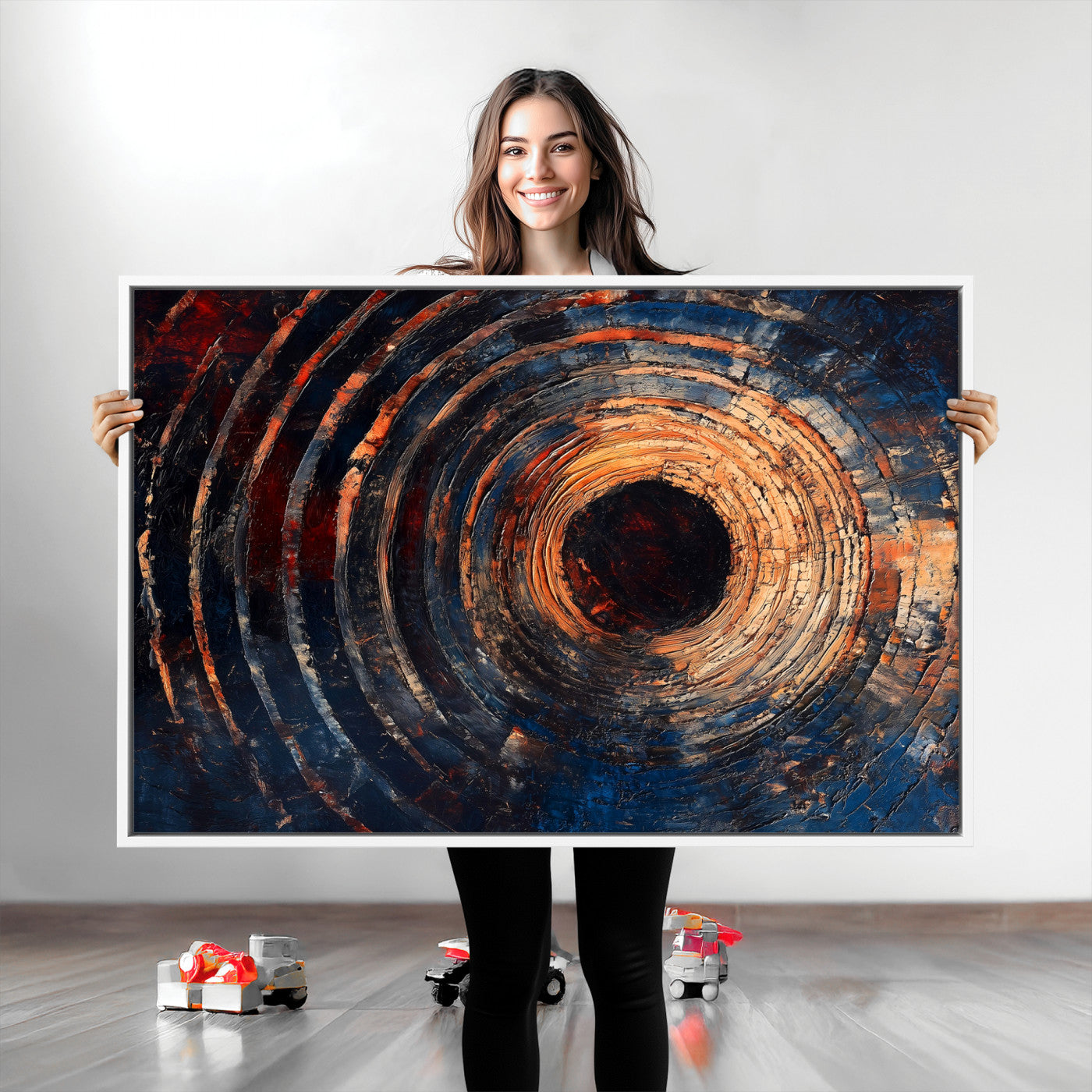 Wood Tree Ring Wall Art Print - Natural Wood Canvas Print, featuring an intricate tree ring pattern with organic textures, perfect for rustic and nature-inspired decor.