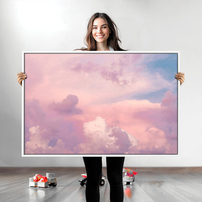 Soft pastel-colored clouds in shades of pink, purple, and blue, creating a dreamy and serene sky perfect for a calming decor touch.