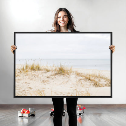 Canvas of soft beach dunes and coastal grasses in neutral tones, perfect for Scandinavian coastal or minimalist nature-inspired home decor.   2/2