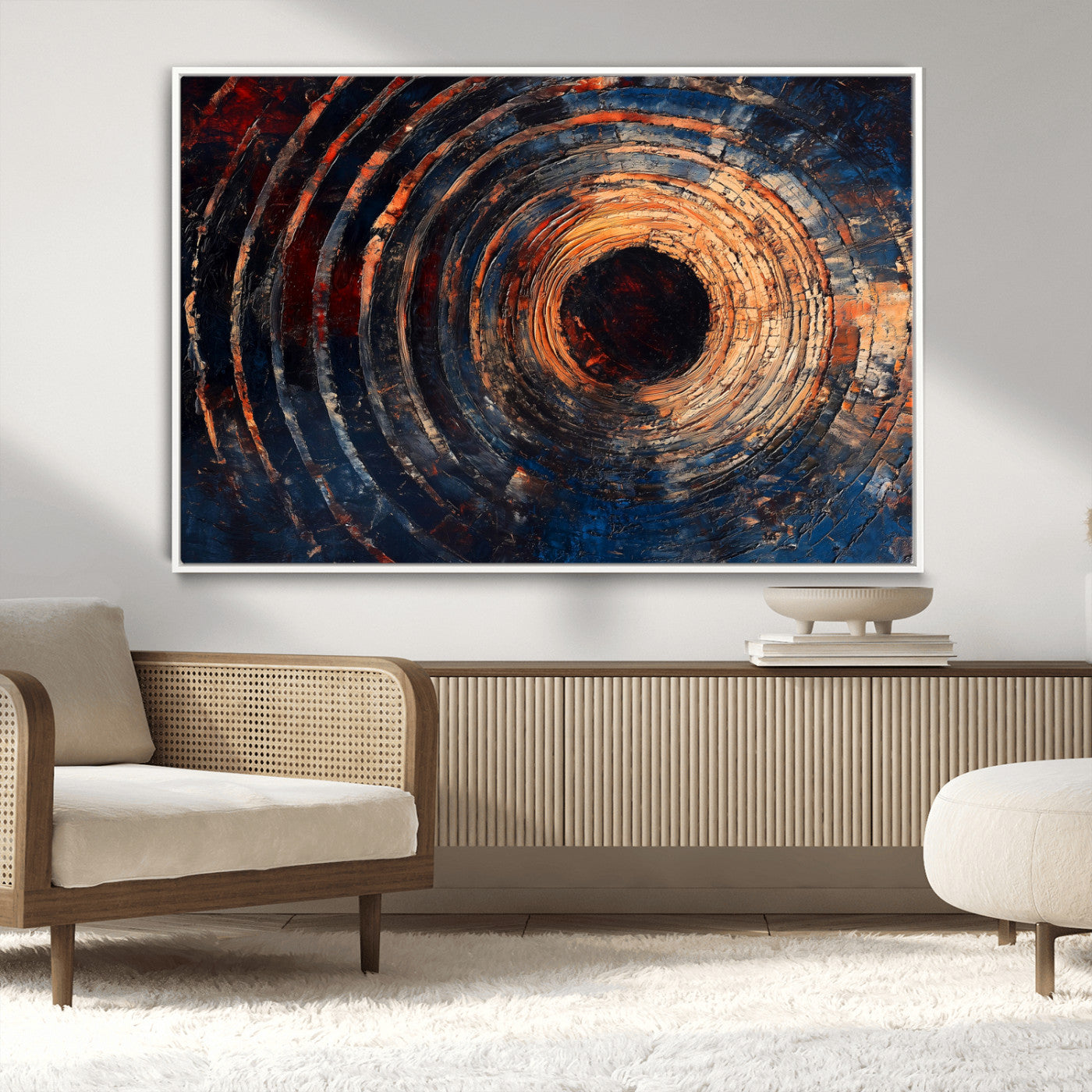 Wood Tree Ring Wall Art Print - Natural Wood Canvas Print, featuring an intricate tree ring pattern with organic textures, perfect for rustic and nature-inspired decor.