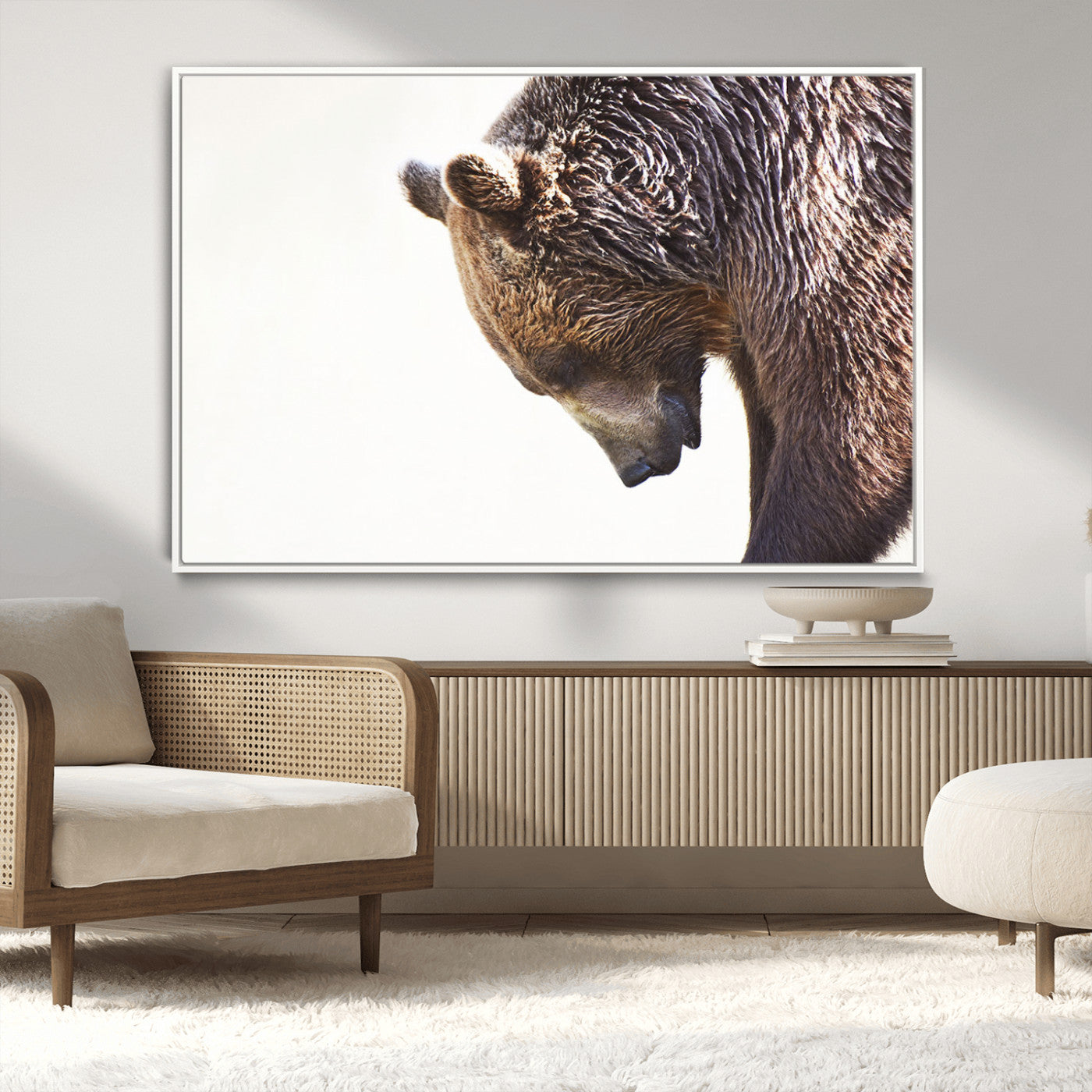 Majestic Bear Portrait - Capture the raw beauty of a bear in a detailed close-up, perfect for your Wall Art Canvas Print collection